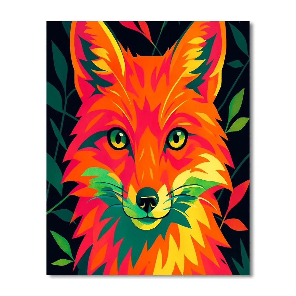 Neon Orchard Fox Spark Number painting