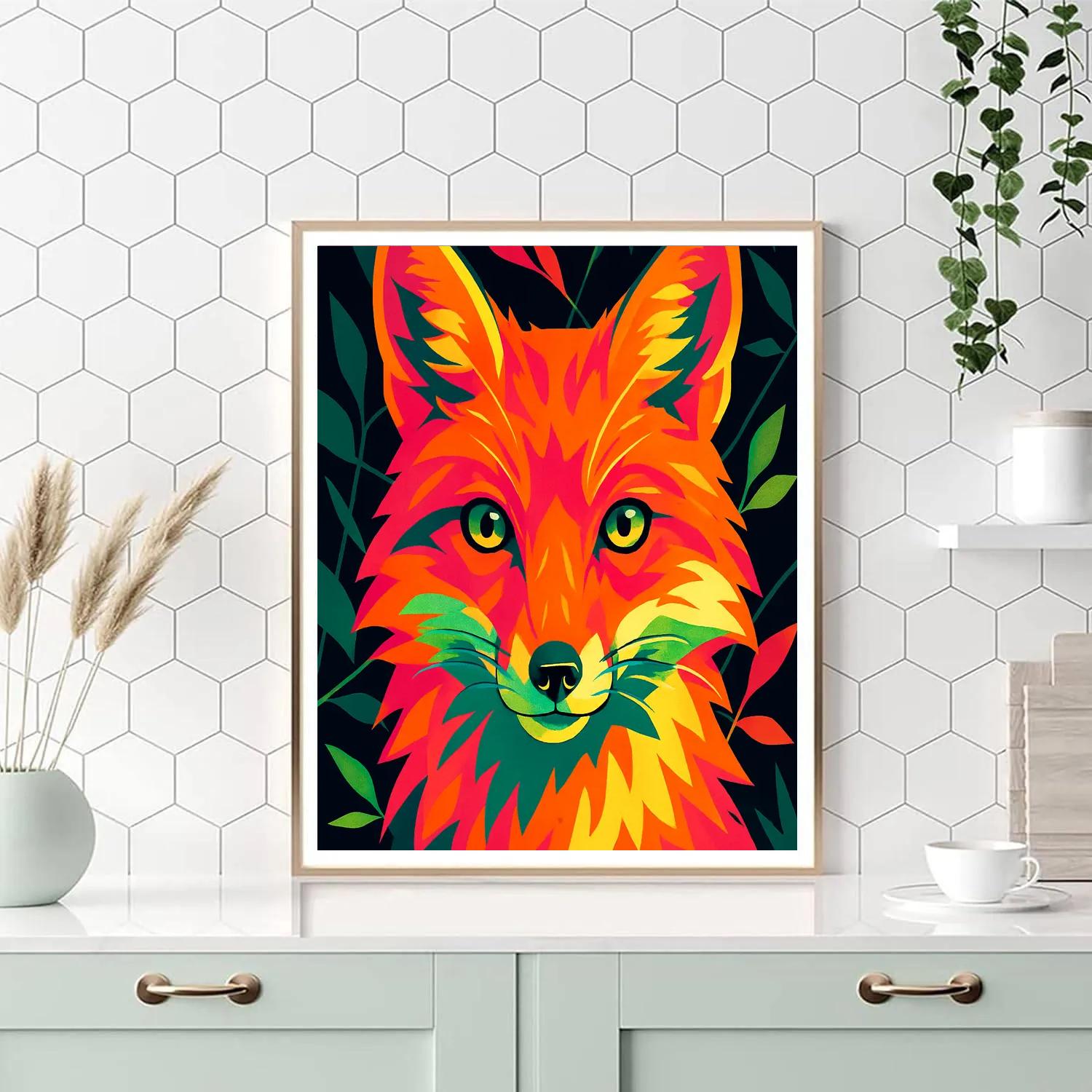 Neon Orchard Fox Spark Number painting