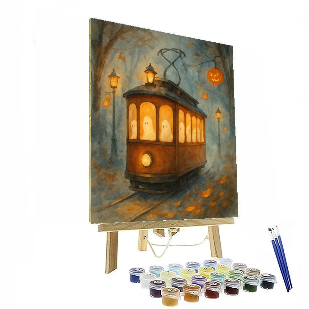 Autumn Tram Ride Through Enchanted Fog paint by color