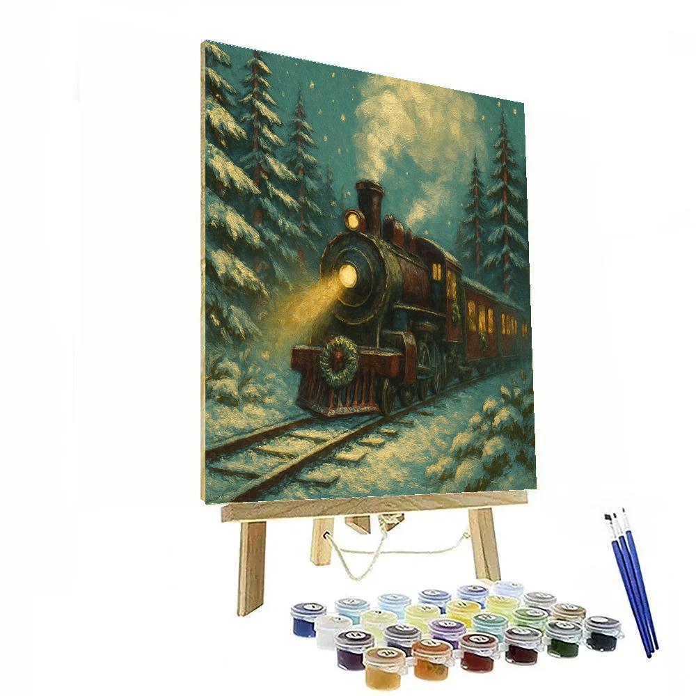 Frosted Train Ride Through Peppermint Pines Number painting
