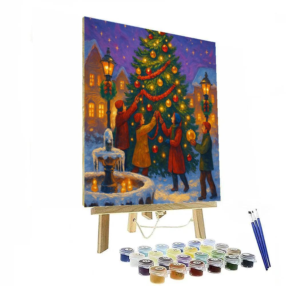 Twilight Tree Trimming In The Town Square Painting by numbers kit