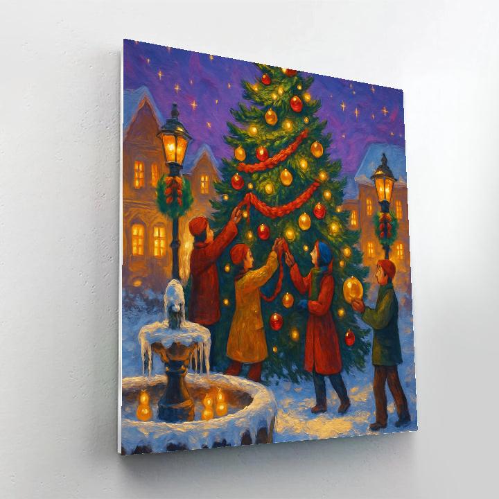 Twilight Tree Trimming In The Town Square Painting by numbers kit
