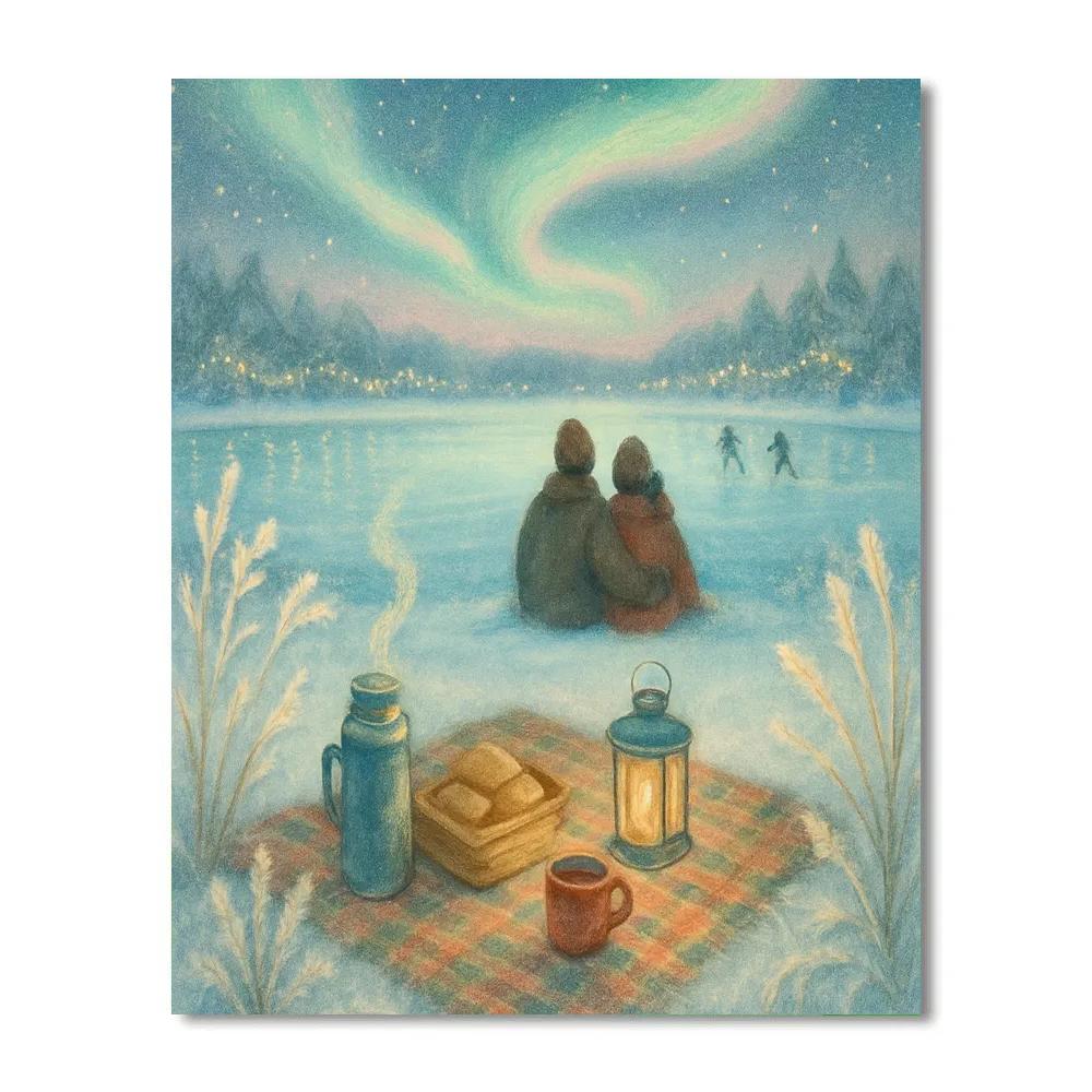 Aurora Picnic By The Frozen Lake Paint by numbers art