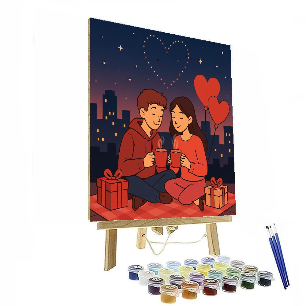 Valentines Day Constellation Picnic On The Rooftop Numbered painting kits