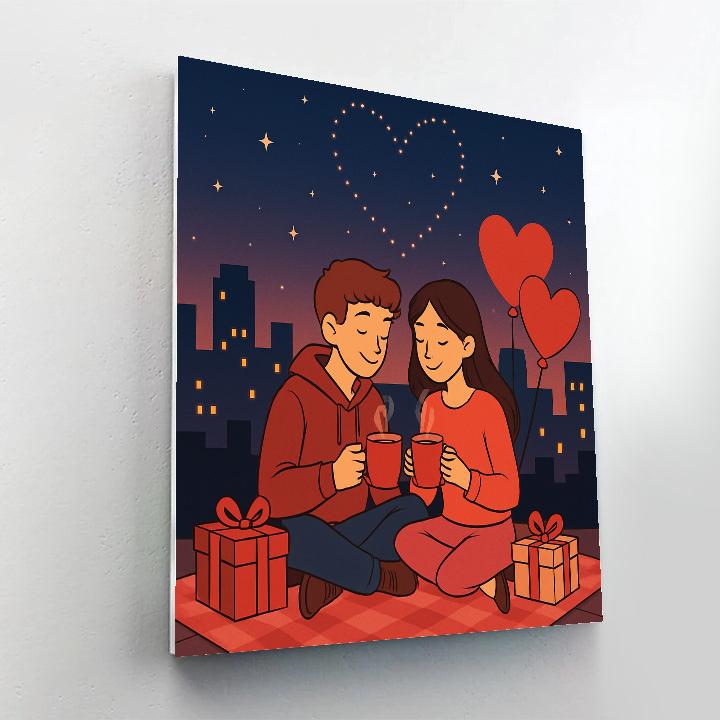 Valentines Day Constellation Picnic On The Rooftop Numbered painting kits