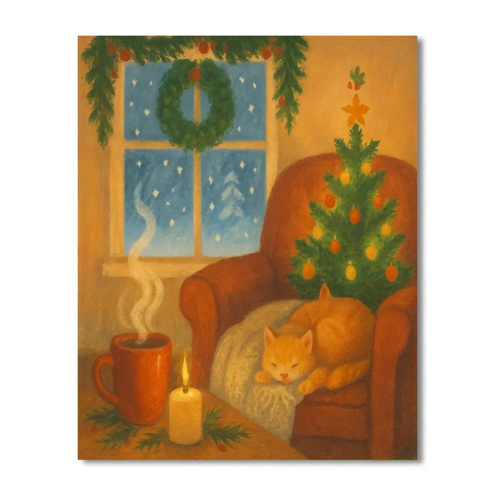 The Cozy Book Nook By The Frosted Window paint by number