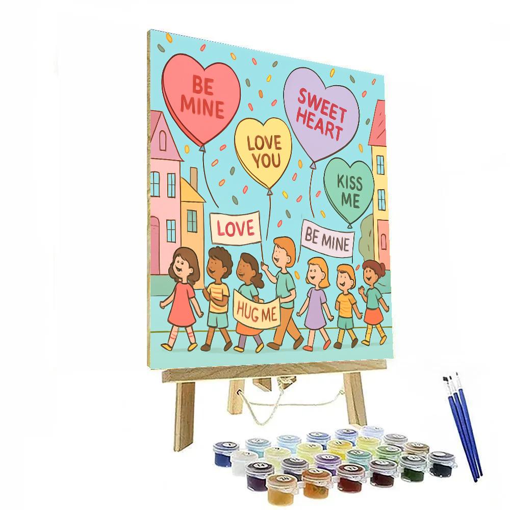 Candy Heart Parade Valentines Day Edition Numbered painting kits
