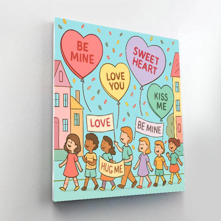 Candy Heart Parade Valentines Day Edition Numbered painting kits