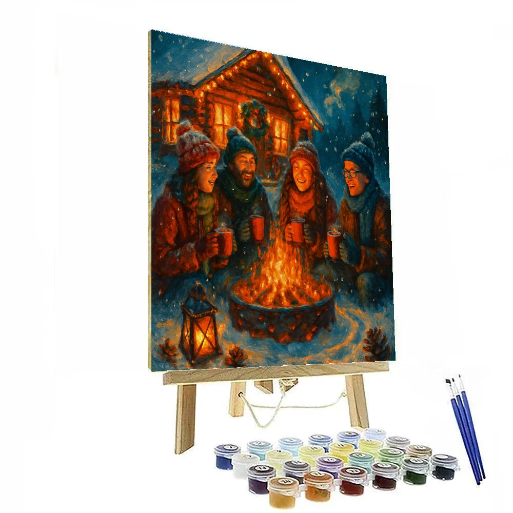 Northern Cabin Hot Cocoa Gathering Paint by numbers art