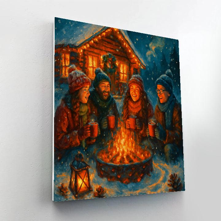 Northern Cabin Hot Cocoa Gathering Paint by numbers art