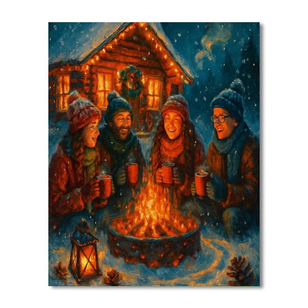 Northern Cabin Hot Cocoa Gathering Paint by numbers art