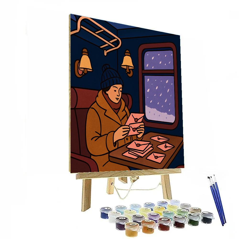 Moonlit Train Ride With Valentines Day Letters paint by numbers