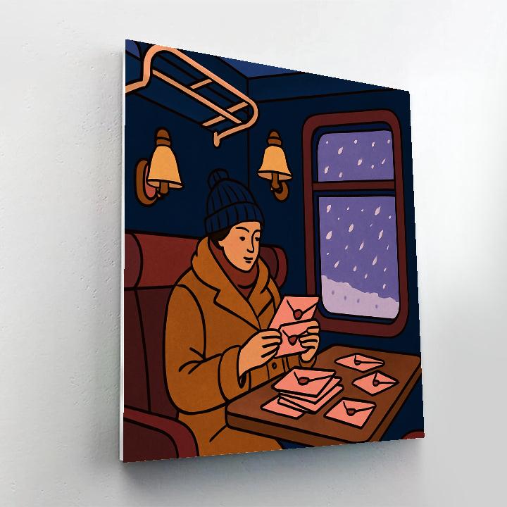 Moonlit Train Ride With Valentines Day Letters paint by numbers