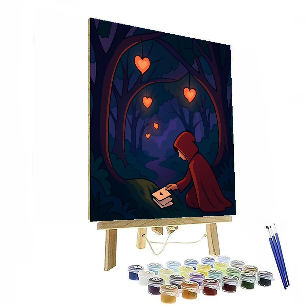 Forest Lantern Path With Hidden Valentines Day Notes Paint by numbers kits