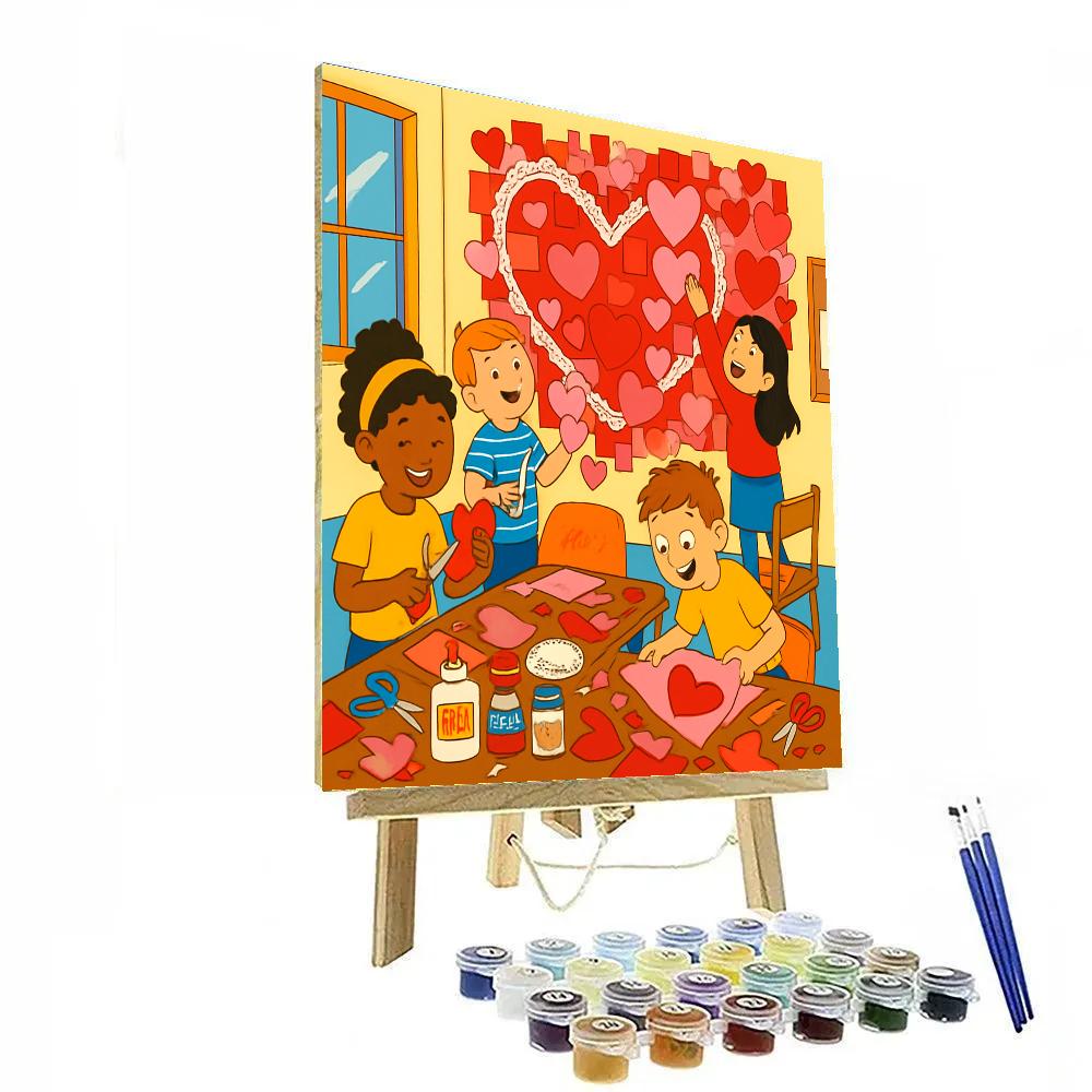 School Art Room Valentines Day Collage Chaos paint by color