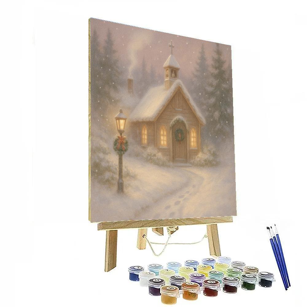 Silent Chapel In The Snowfall Hollow paint by numbers
