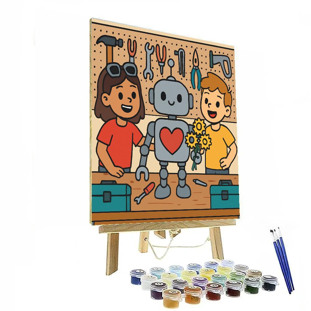 Valentines Day Robot Building Workshop Paint by numbers art