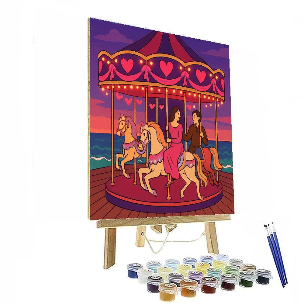 Seaside Carousel Ride Valentines Day Twilight Numbered painting kits