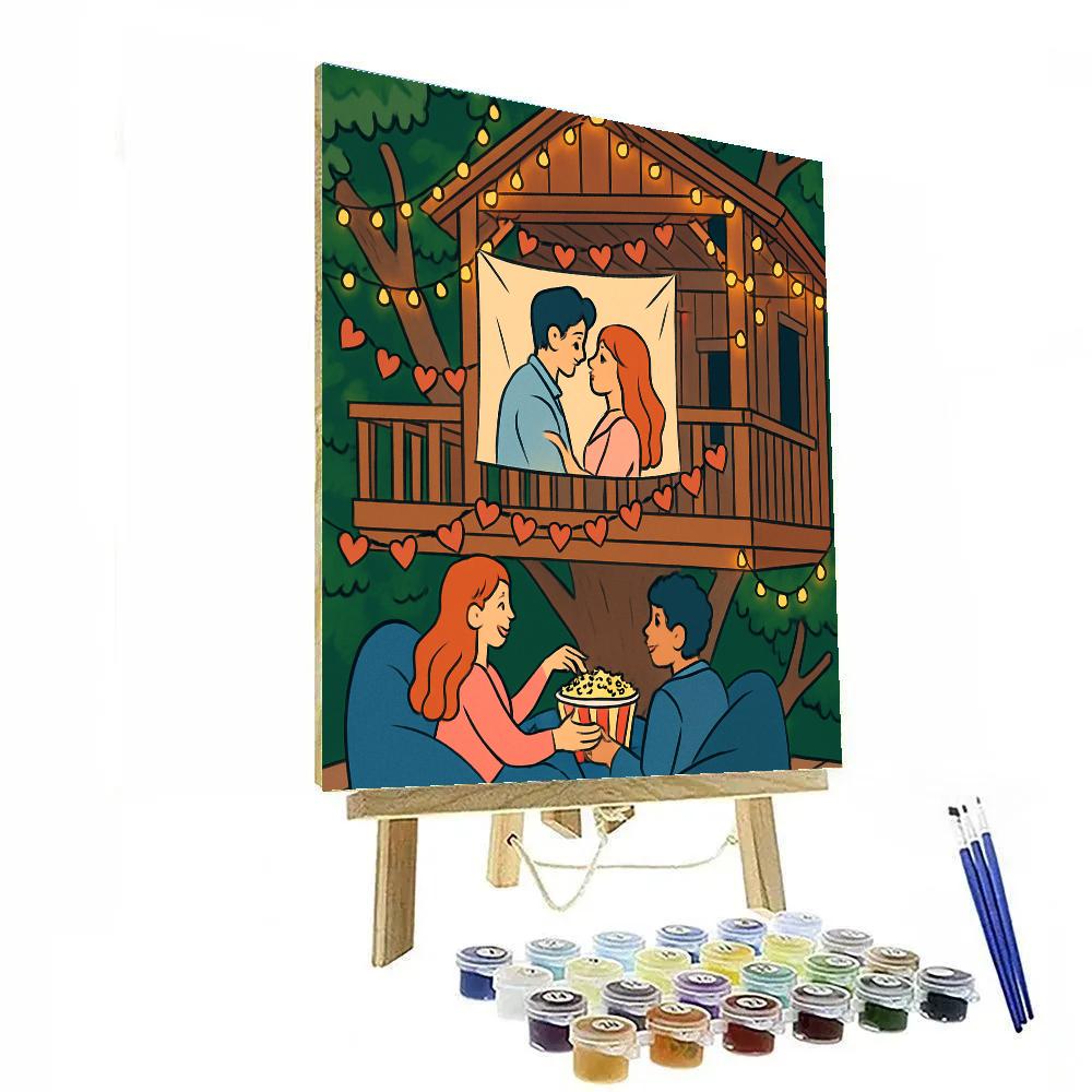 Treehouse Movie Night Valentines Day Screening DIY paint by numbers