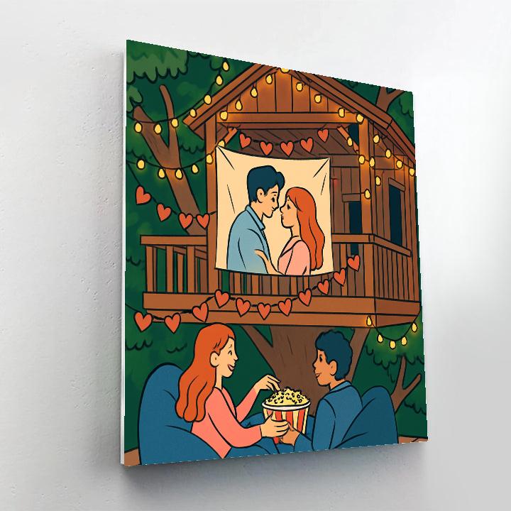 Treehouse Movie Night Valentines Day Screening DIY paint by numbers