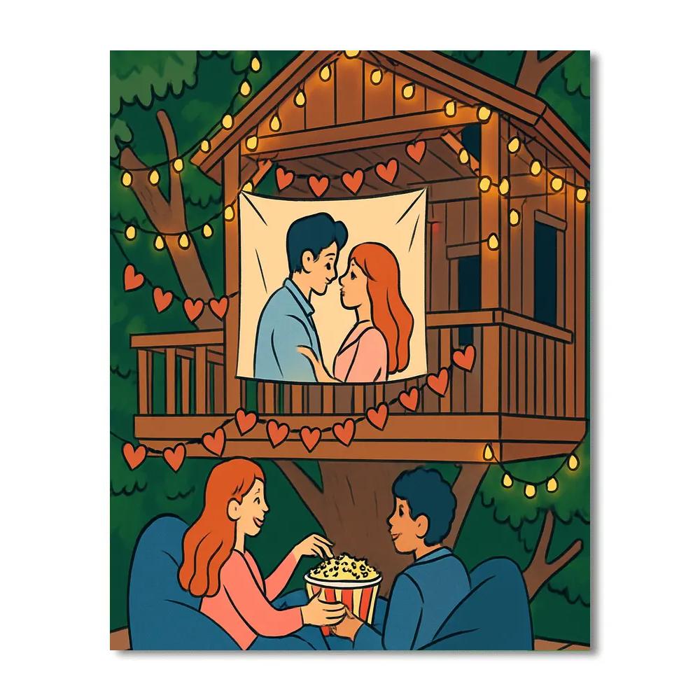 Treehouse Movie Night Valentines Day Screening DIY paint by numbers