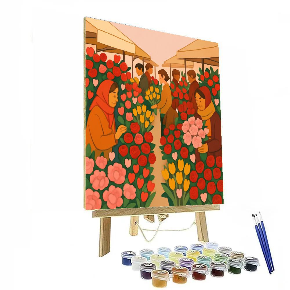 Valentines Day Flower Market At Dawn paint by numbers