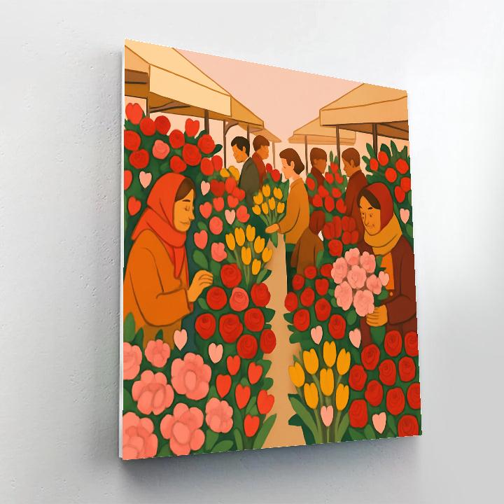 Valentines Day Flower Market At Dawn paint by numbers