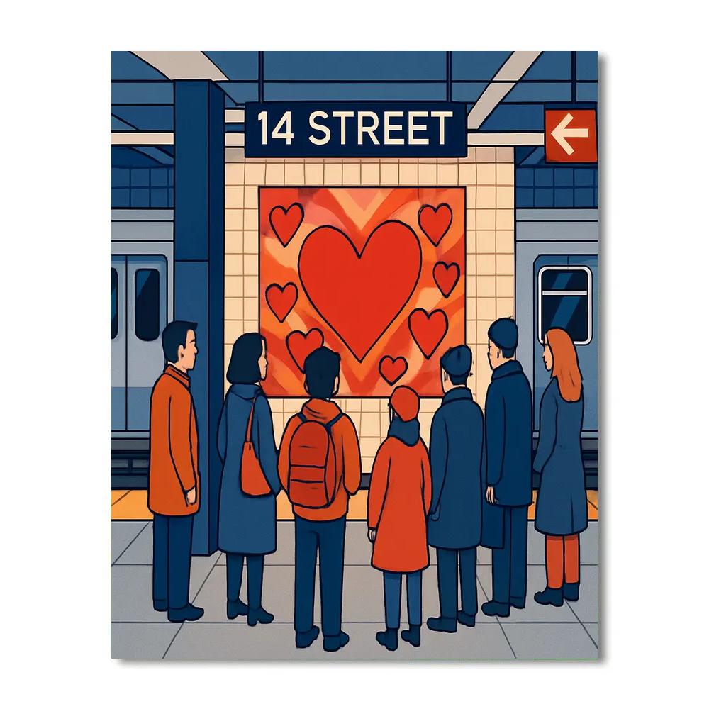 Underground Metro Valentines Day Mural Reveal painting number kit