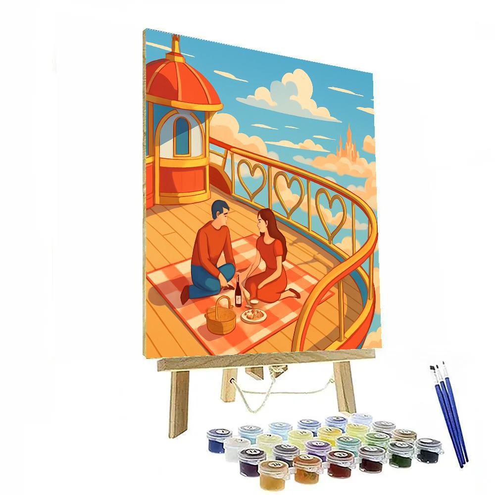 Cloud City Valentines Day Airship Picnic Paint by numbers art