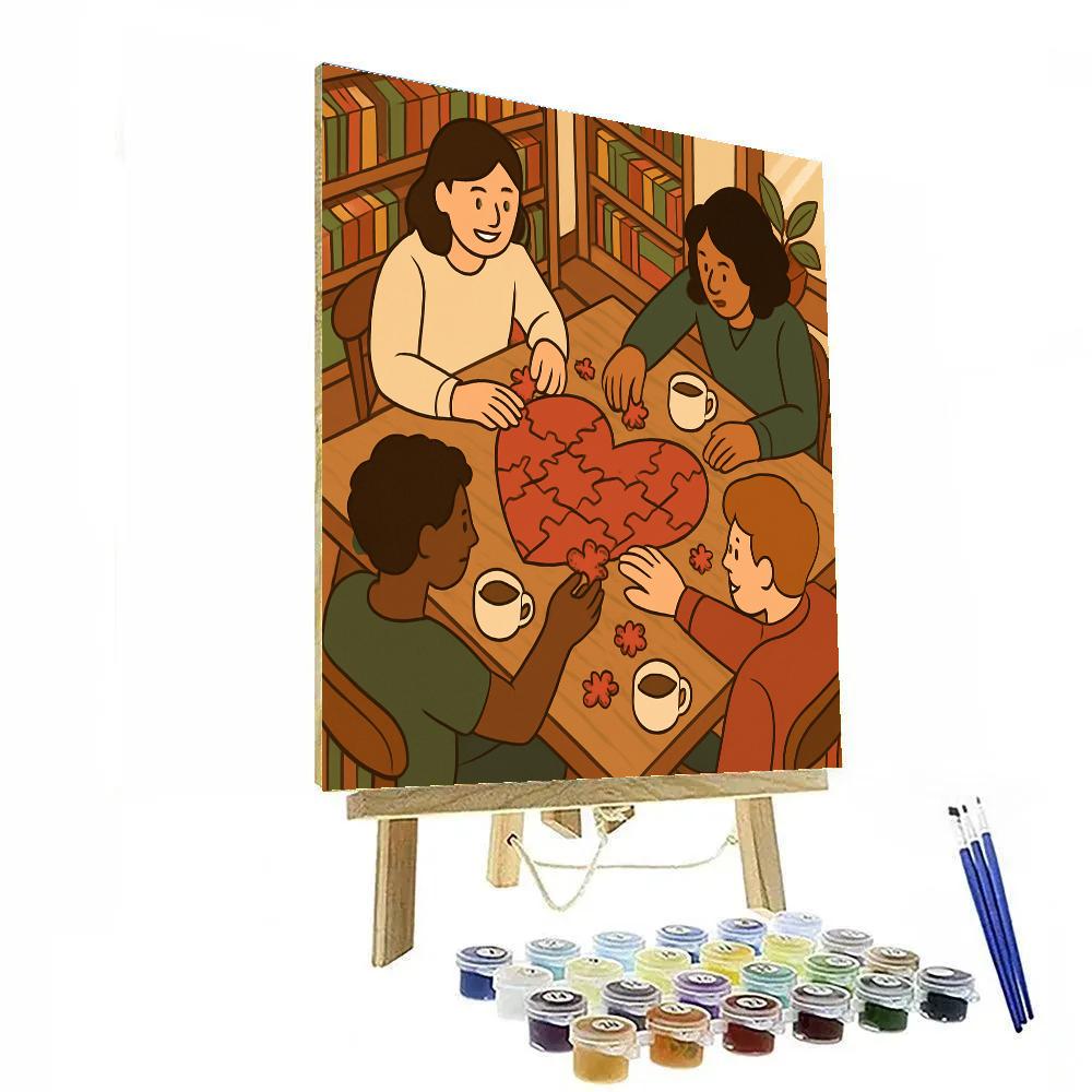 Valentines Day Puzzle Cafe Afternoon Paint by numbers kits