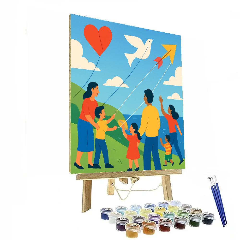 Valentines Day Kite Festival On The Clifftop Numbered painting kits
