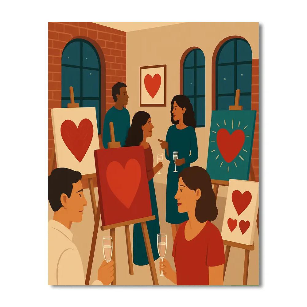 Art Studio Open House Valentines Day Gallery painting number kit