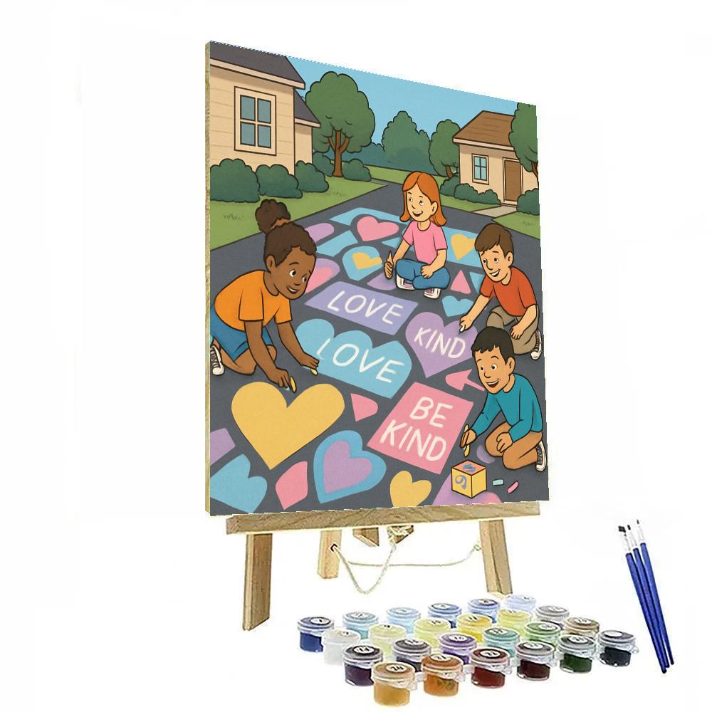 Suburban Driveway Valentines Day Chalk Mosaic paint by color