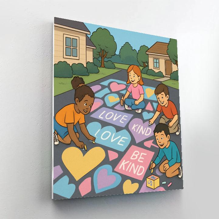 Suburban Driveway Valentines Day Chalk Mosaic paint by color