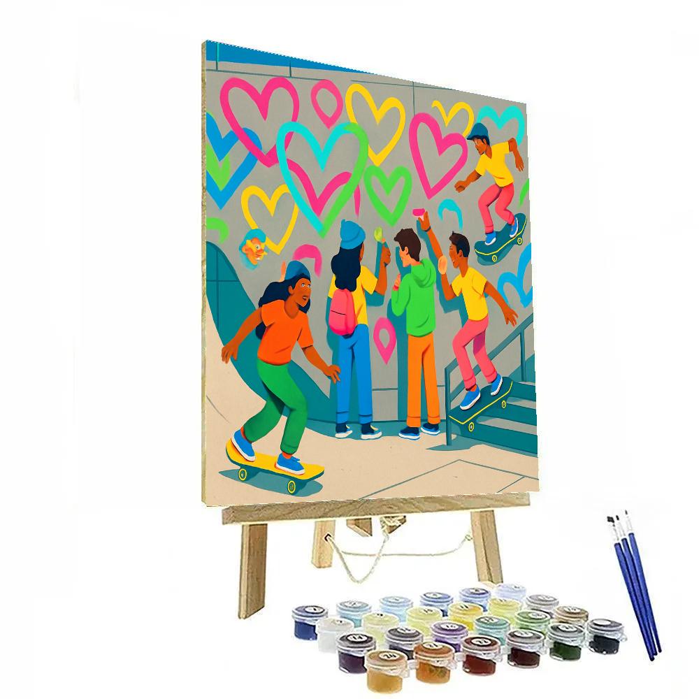 Skate Park Valentines Day Graffiti Jam Paint by numbers art