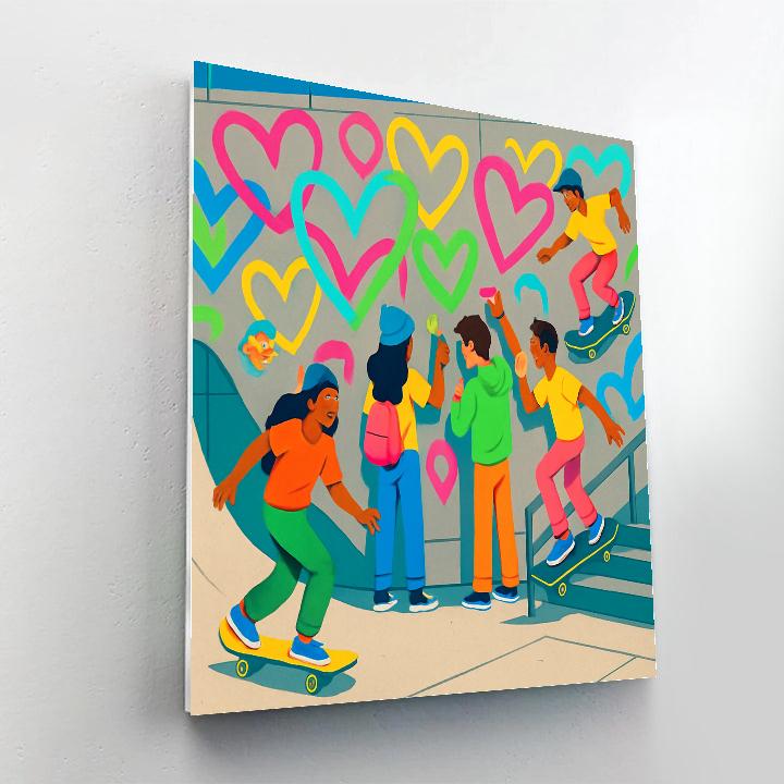 Skate Park Valentines Day Graffiti Jam Paint by numbers art
