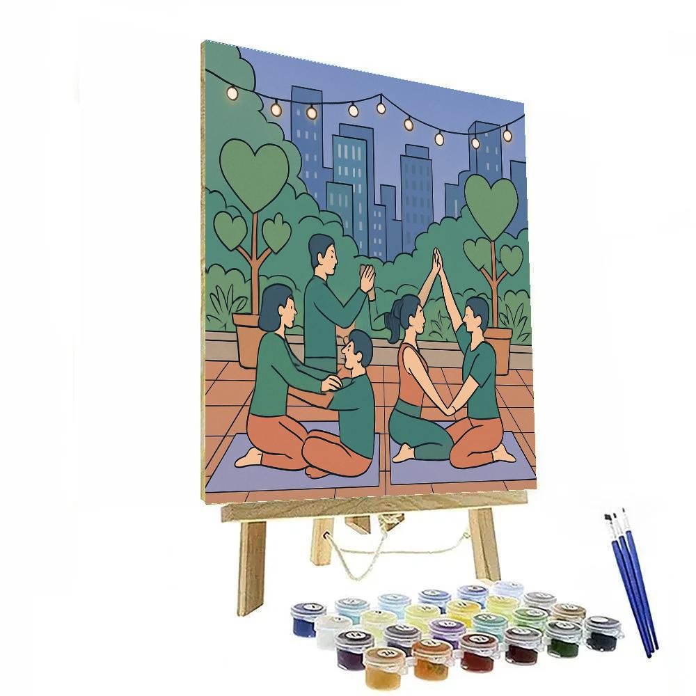 City Rooftop Garden Valentines Day Yoga Session DIY paint by numbers