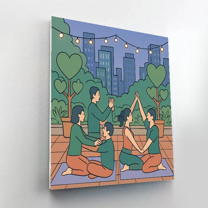 City Rooftop Garden Valentines Day Yoga Session DIY paint by numbers