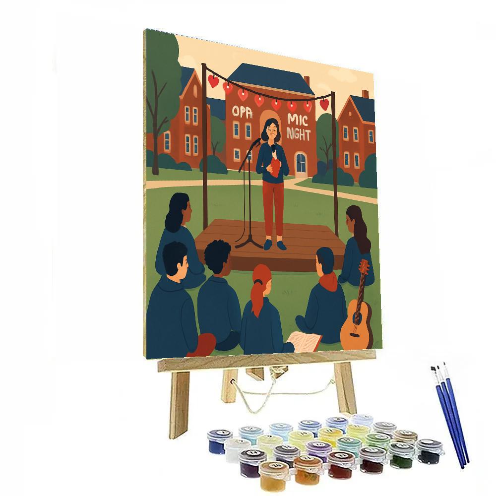 University Courtyard Valentines Day Open Mic Numbered painting kits