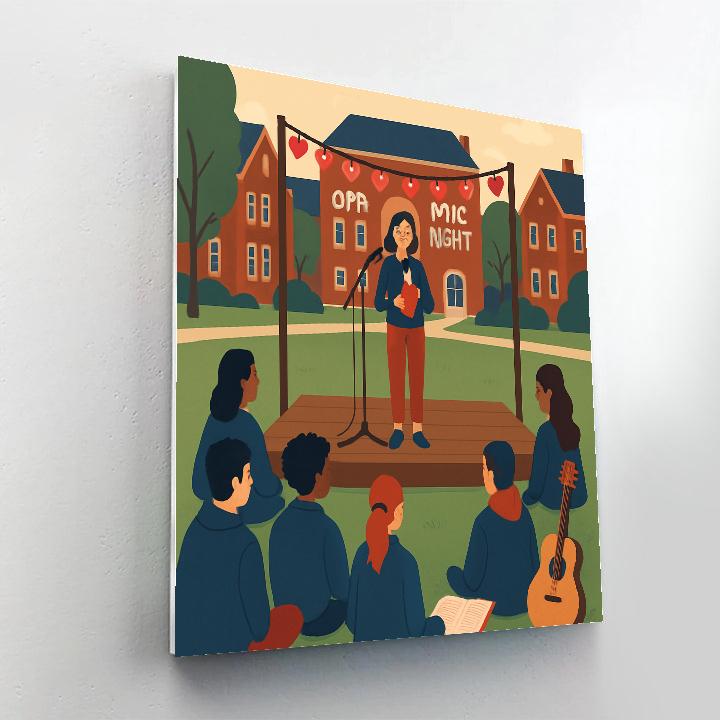 University Courtyard Valentines Day Open Mic Numbered painting kits