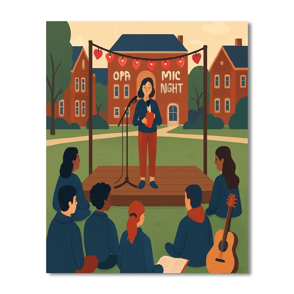 University Courtyard Valentines Day Open Mic Numbered painting kits