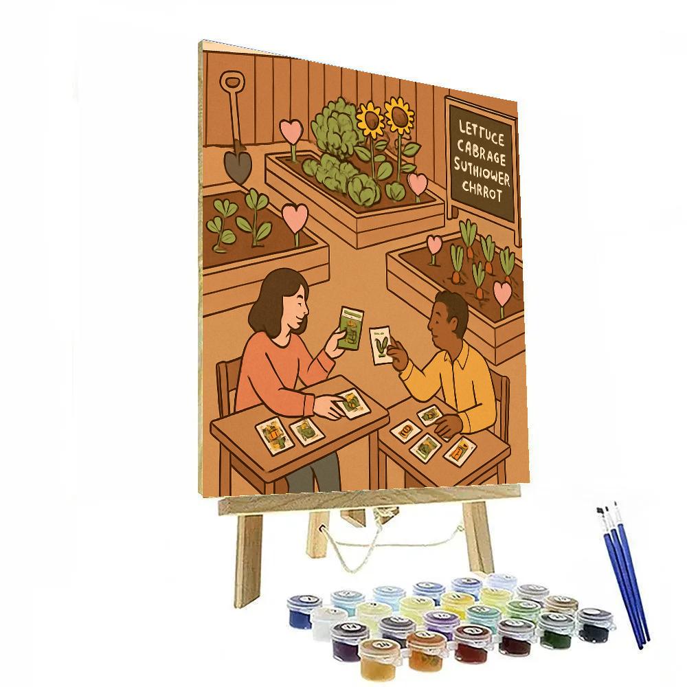 Community Garden Valentines Day Seed Swap Paint by numbers kits