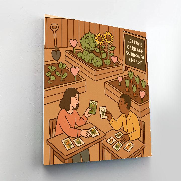 Community Garden Valentines Day Seed Swap Paint by numbers kits