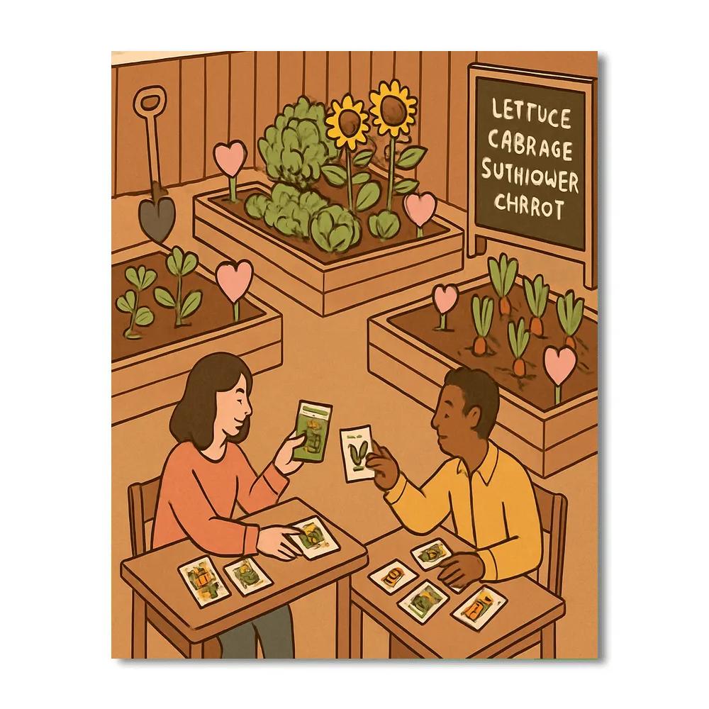 Community Garden Valentines Day Seed Swap Paint by numbers kits