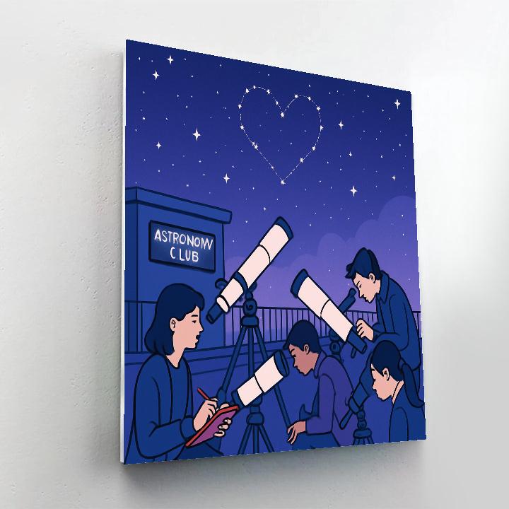 Valentines Day Astronomy Club Rooftop Meetup Numbered painting kits