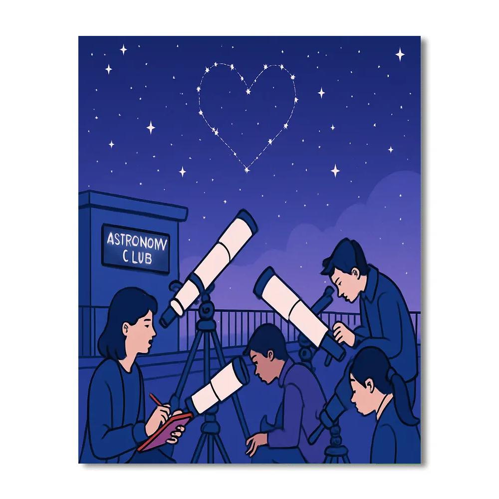 Valentines Day Astronomy Club Rooftop Meetup Numbered painting kits