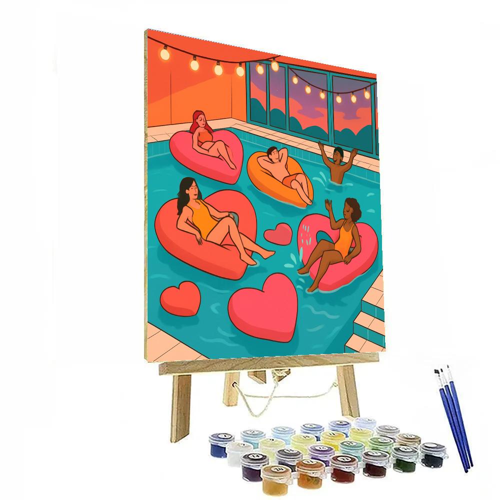 Indoor Swimming Pool Valentines Day Float Party Paint by numbers kits
