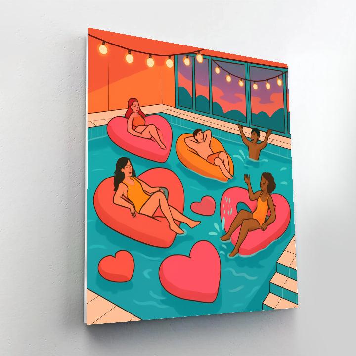 Indoor Swimming Pool Valentines Day Float Party Paint by numbers kits
