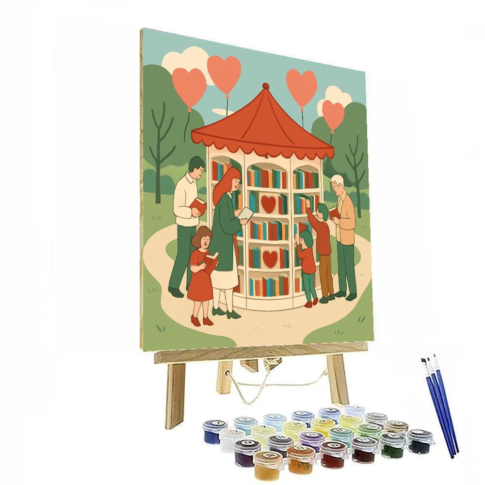 Valentines Day Carousel Of Books In The Park paint by color