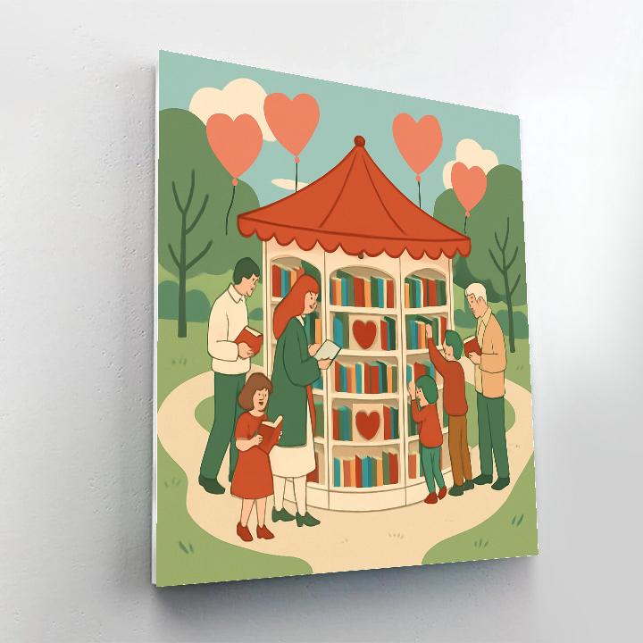 Valentines Day Carousel Of Books In The Park paint by color